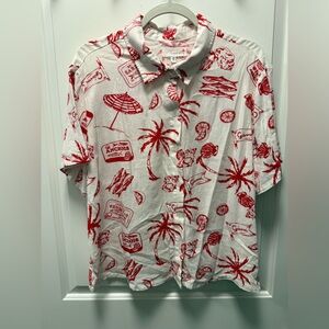 Beach theme button down top